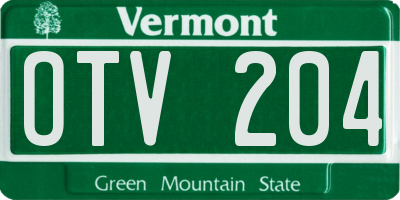 VT license plate OTV204