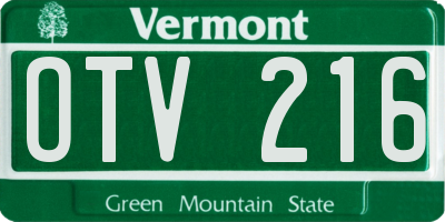 VT license plate OTV216