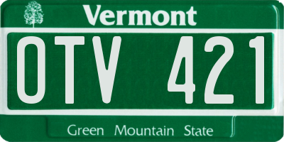 VT license plate OTV421