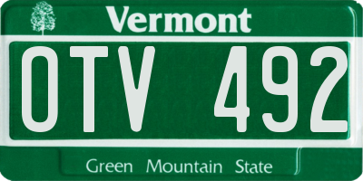 VT license plate OTV492