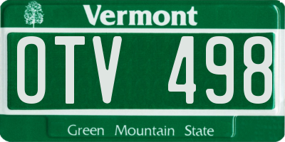VT license plate OTV498