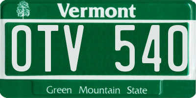VT license plate OTV540