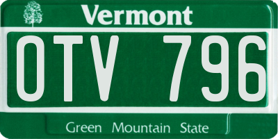 VT license plate OTV796