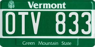 VT license plate OTV833