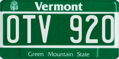 VT license plate OTV920