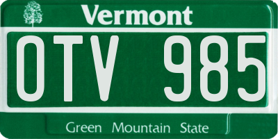 VT license plate OTV985