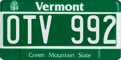 VT license plate OTV992