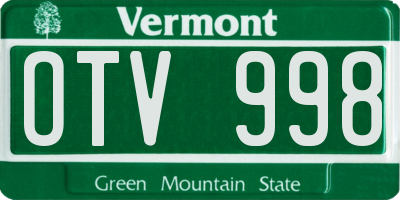 VT license plate OTV998