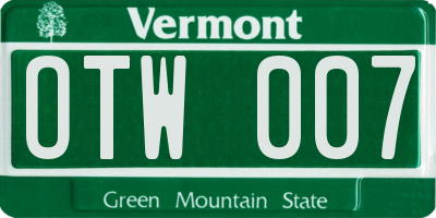 VT license plate OTW007