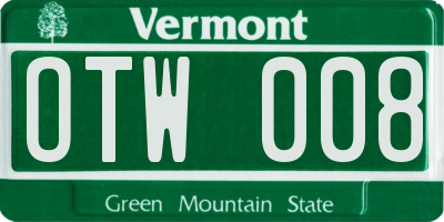 VT license plate OTW008