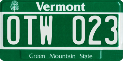 VT license plate OTW023