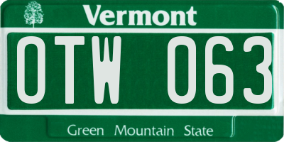 VT license plate OTW063