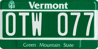 VT license plate OTW077
