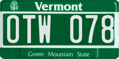 VT license plate OTW078