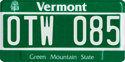 VT license plate OTW085