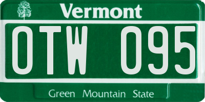 VT license plate OTW095
