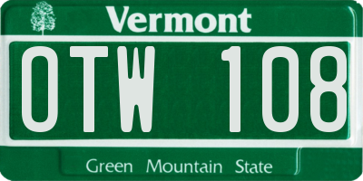 VT license plate OTW108