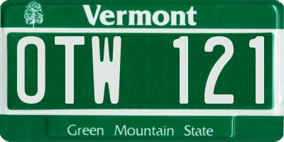 VT license plate OTW121