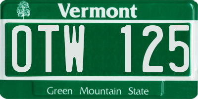 VT license plate OTW125