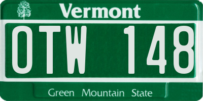 VT license plate OTW148