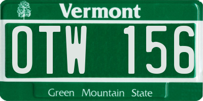 VT license plate OTW156