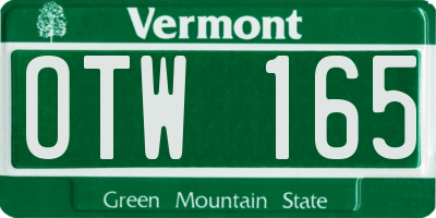 VT license plate OTW165