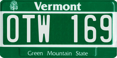 VT license plate OTW169