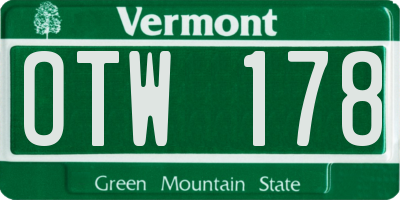 VT license plate OTW178