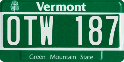 VT license plate OTW187