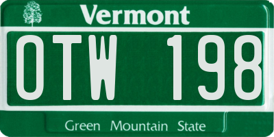 VT license plate OTW198