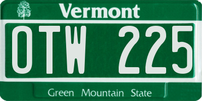 VT license plate OTW225