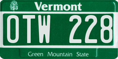 VT license plate OTW228
