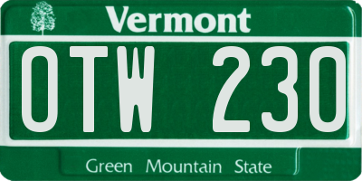 VT license plate OTW230