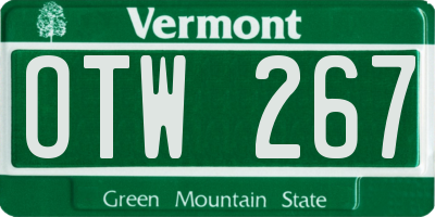 VT license plate OTW267