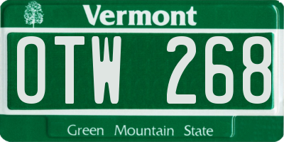 VT license plate OTW268