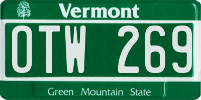 VT license plate OTW269