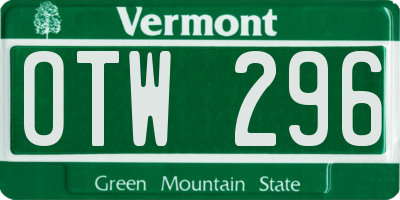 VT license plate OTW296