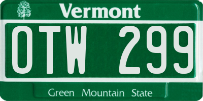 VT license plate OTW299