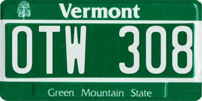 VT license plate OTW308