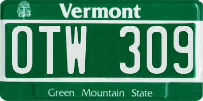 VT license plate OTW309