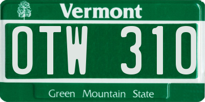 VT license plate OTW310