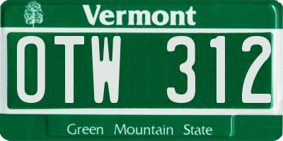 VT license plate OTW312