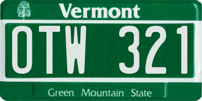 VT license plate OTW321
