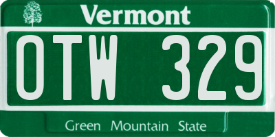 VT license plate OTW329