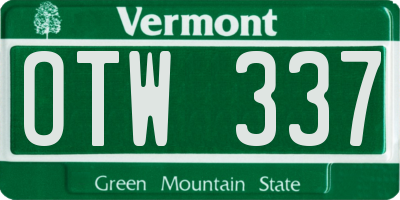 VT license plate OTW337