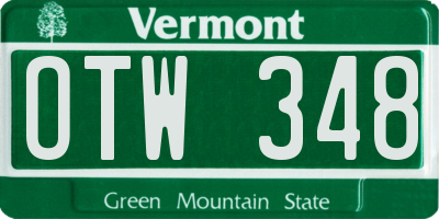 VT license plate OTW348