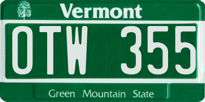 VT license plate OTW355