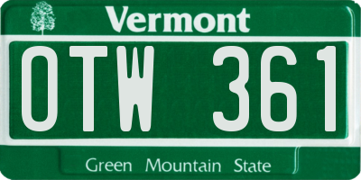 VT license plate OTW361