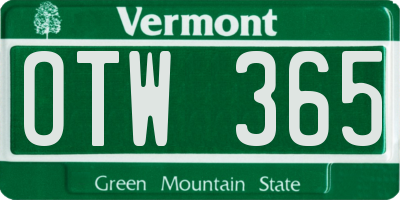 VT license plate OTW365