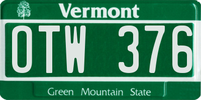 VT license plate OTW376